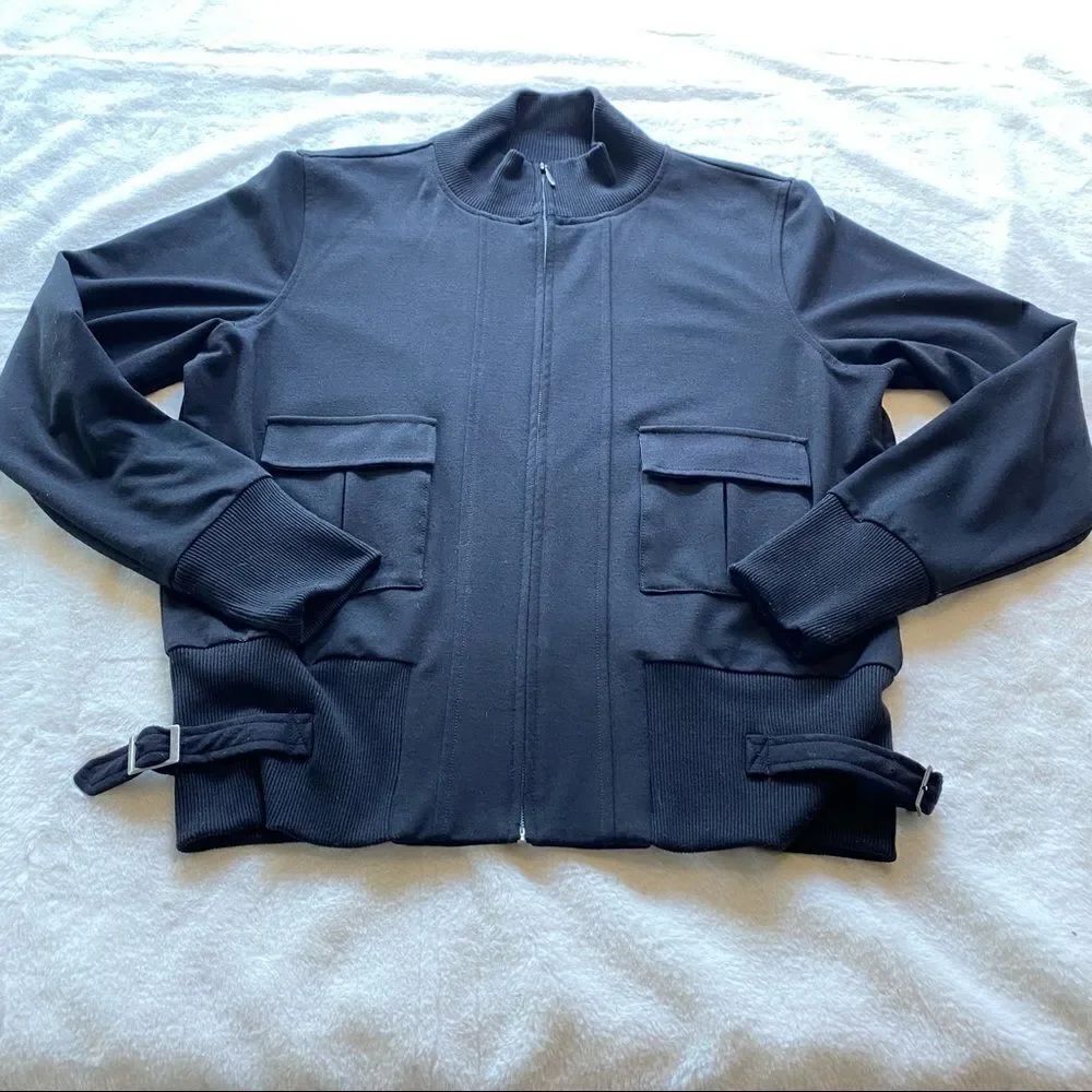 Apostrophe Black Front Zip High Neck Jacket Size Large